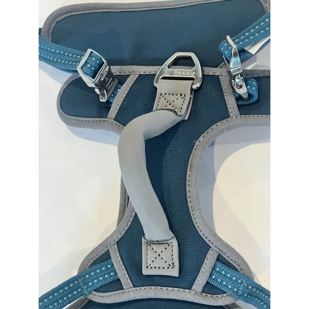 Reddy Dog Harness Teal Blue Canvas Padded Handle Reflective Adjustable Medium